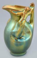 Zsolnay mosó lányok, szecessziós stílusú, eozin mázas váza. Jelzett, hibátlan. M: 16,5cm