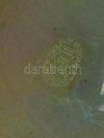 Zsolnay zöld eozin mázas kaspó, jelzett, hibátlan, m:10 cm, d:16 cm