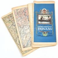 cca 1930-1940 Vízi sporttérképek 9.: Győri (Mosoni) Dunaág térképe, 1:25000, M. Kir. Állami Térképészet, 42×192 cm