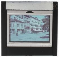 cca 1940 Bp., utcarészlet Persil reklámmal, 1 db Agfacolor színes diapozitív