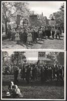 cca 1940-1950 Egyházi körmenetről készült néprajzi fotók, 5 db, hullámos, 18x24 cm