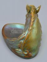 Zsolnay eozin mázas, vaddisznós névjegytartó, jelzett, 1930 körül, restaurált!, 12x16cm