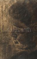 Nagy István (1873-1937): Gyerekportré. Szén, papír, jelezve jobbra lent, üvegezett fakeretben, 40,5x...