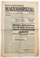 1934 A Magyarország című újság XLI. évfolyamának 154. száma, címlapon: Röhm halálos éjszakája (hosszú kések éjszakája)