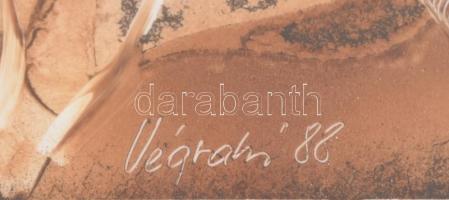 Végvári Tamás (1962-): Virág, 1988. Olaj, csempe, jelzett, üvegezett fakeretben, 15×15 cm