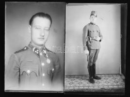 cca 1920-1940 Katonaportrék a Horthy-korszakból (csendőr, szablya), 5 db negatív üveglemezen, 12x9 cm és 15x10 cm