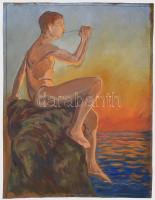 Kézdi-Kovács Lóránt (1897-1916), kétoldalas mű: A háború allegóriája és ifjú a tengerparton, 1914. T...