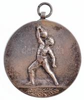 1872. Az Óbudai Tornaegylet verseny díja - Erő épség egyetértés kétoldalas ezüstözött fém díjérem füllel (40mm) T:1- patina