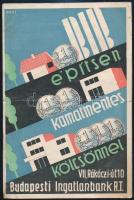 Cca. 1930 BIB Építsen Kamatmentes Kölcsönnel. Budapesti Ingatlanbank R.T. Borítót tervezte: Weiss Antal (?-?) grafikus. (sérült)