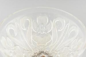 WMF jelzett, Art Deco gyümölcskínáló, ón alj, üveg tál, kopott m: 30cm