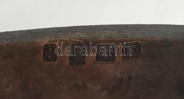 WMF jelzett, Art Deco gyümölcskínáló, ón alj, üveg tál, kopott m: 30cm