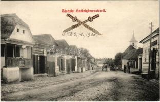 1908 Székelykeresztúr, Kristur, Cristuru Secuiesc; utca, könyvnyomda és könyvkötészet, üzletek / street view, publishing house, shops