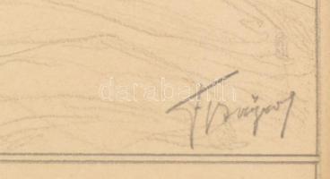 Franz von Bayros (1866-1924): Szecessziós női akt. Ceruza, papír, Jelzett, üvegezett keretben / Art ...