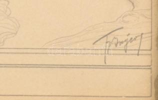 Franz von Bayros (1866-1924): Szecessziós női akt. Ceruza, papír, Jelzett, üvegezett keretben / Art ...