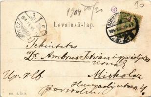 1904 Szatmárnémeti, Szatmár, Satu Mare; Kiss Gedeon szobra, városi kioszk. L.D.F. 126. / statue, kio...