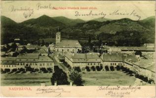 1909 Nagybánya, Baia Mare; Fő tér északi oldala, üzletek. Kovács Gyula kiadása / main square, shops (EK)