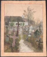 Kézdi Kovács László (1864-1942): Nagybecskereki temető, 1890. Akvarell, ceruza, papír, kartonon, jelezve balra lent. 31×24 cm