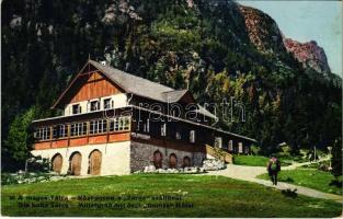 1917 Tátra, Magas-Tátra, Vysoké Tatry; Középorom a Zerge szállóval. Paul Bender kiadása / Mittelgrad mit dem Gemse Hotel / mountain peak, hotel