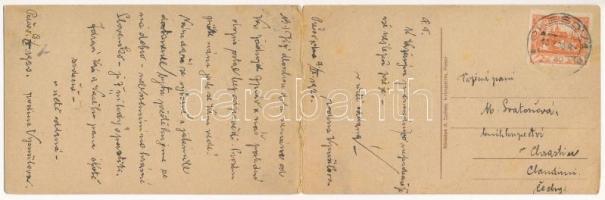 1920 Eperjes, Presov; kihajtható panorámalap. K. Székely kiadása / folding panoramacard (hajtásnál s...