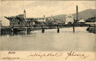 1908 Nyitra, Nitra; híd, gőzmalom. Huszár István kiadása / bridge, steam mill (EK)