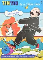 1983 Tintin és a cápák tava, belga-francia mesefilm, rendezte: Raymond Leblanc, filmplakát, MOKÉP-MAHIR, 3550 pld., hajtva, 56x40,5 cm