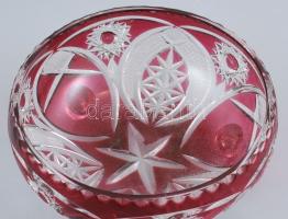 Csiszolt ólomkristály tál, két rétegű, jelzés nélkül, hibátlan, d:23 cm