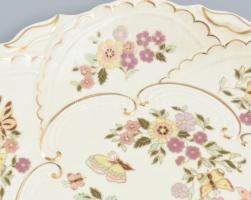 Zsolnay pillangó mintás tál, kézzel festett, jelzett, hibátlan, d: 30 cm