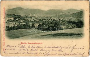 1902 Besztercebánya, Banská Bystrica; látkép. Ivánszky Elek kiadása / general view + ZÓLYOM-BREZÓ - ZÓLYOM 97. SZ. vasúti mozgóposta bélyegző (b)