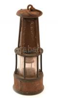 Dusart Desire belga bányász lámpa, kopott, rozsdás, sérült m: 25 cm