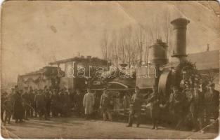 Ruttka, Vrútky; vasútállomás, gőzmozdony, vonat / railway station, locomotive, train. Schiller Mór photo (EB)