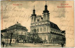 1901 Nagyszombat, Tyrnau, Trnava; Pázmány tér, Invalidus templom és rokkantak háza / square, church and institute for the disabled