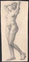 Weber Frida (1891-?), 2 db mű: Álló női akt és ülő női akt. Ceruza, papír, egyik jelzett. 26×39,5 és 40x18 cm