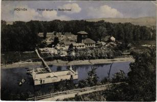 1911 Pöstyén, Piestany; Fürdő sziget / Bade-Insel / spa, bath (ázott / wet damage)