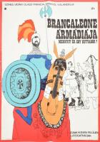 1969 Brancaleone ármádiája, nagyméretű filmplakát, moziplakát, MOKÉP-MAHIR, 2260 pld., hajtva, szélén kissé sérült, 81x56,5 cm