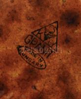 Gránit váza, csurgatott mázakkal, jelzett, kopott, m: 21cm