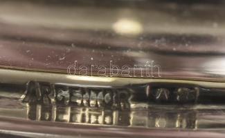 Argentor jelzett, szecessziós, talpas gyümölcskínáló, ezüstözött alpakka, hibátlan, m: 19cm