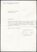 1978 Aczél György (1917-1991) miniszterelnök-helyettes saját kézzel aláírt, gépelt levele eredeti borítékjában, melyben megköszöni Marton Endre színházigazgató meghívását egy nemzetközi kollokviumra