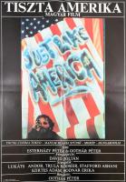 1987 Tiszta Amerika, rendezte: Gothár Péter, nagyméretű filmplakát, moziplakát, MOKÉP, hajtva, 81x56 cm