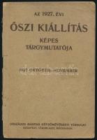 Az 1927. évi Őszi kiállítás képes tárgymutatója. Budapest, Országos Magyar Képzőművészet Társulat. Nagyon sok fotóval illusztrált kiadvány, többek közt Kukán Géza Horthy Miklósról készült festményének reprodukciójával. Kézdi Kovács László (1864-1942) festő, újságíró, a Pesti Hírlap belső munkatársának ceruzás aláhúzásaival, jegyzeteivel. Kiadói papírkötés, sérült gerinccel és kissé sérült borítóval.