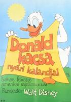 1986 Donald kacsa nyári kalandjai, amerikai rajzfilmsorozat, rendezte: Walt Disney, nagyméretű filmplakát, moziplakát, MOKÉP-MTI Foto, hajtva, 80,5x56,5 cm
