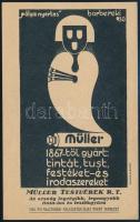1930 Müller Testvérek tinta-tus és festékgyárának számolócédulája, szign. Borbereki Kovács Zoltán, modernista stílusban