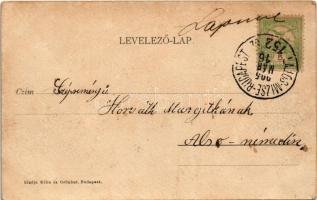 1905 Lajosmizse, vasútállomás, gőzmozdony, vonat, vasutasok. Kohn és Grünhut kiadása + "LAJOS-M...