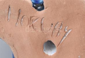 Morvay Zsuzsa (1946-): Bagoly. Mázas kerámia, jelzett, hibátlan m: 12 cm