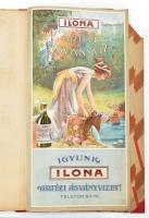 cca 1900 Ilona Artézi ásványvíz reklám plakát 18 db különböző litográf nyomata. 9 db teljes nyomat, 9 db fázisnyomat. 49x27 cm