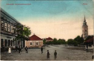 1910 Hajdúszoboszló, Fő tér, Bika szálloda, templom. W.L. Bp. 2096. (EK)