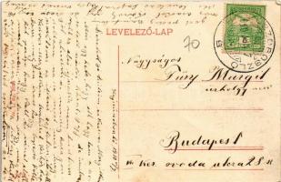 1910 Hajdúszoboszló, Fő tér, Bika szálloda, templom. W.L. Bp. 2096. (EK)