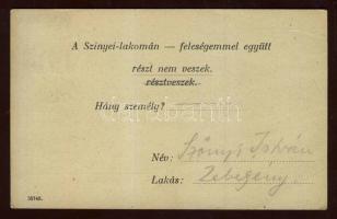 1926 Szőnyi István festőművész aláírása a Színyei Társaság meghívóján