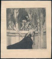 Franz von Bayros (1866-1924): Ah! La vilaine toujours elle ceommence par bully Erotikus Heliogravúr, papír, jelzett a nyomaton 16,5×16 cm