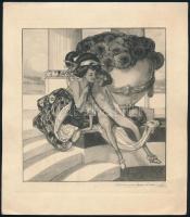 Franz von Bayros (1866-1924): Jamais to my service. Erotikus Heliogravúr, papír, jelzett a nyomaton 16,5×16 cm