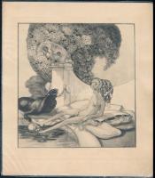 Franz von Bayros (1866-1924): Le cygne noir. Erotikus Heliogravúr, papír, jelzett a nyomaton 16,5×16 cm